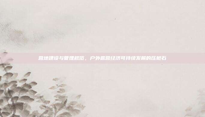 营地建设与管理规范，户外露营经济可持续发展的压舱石