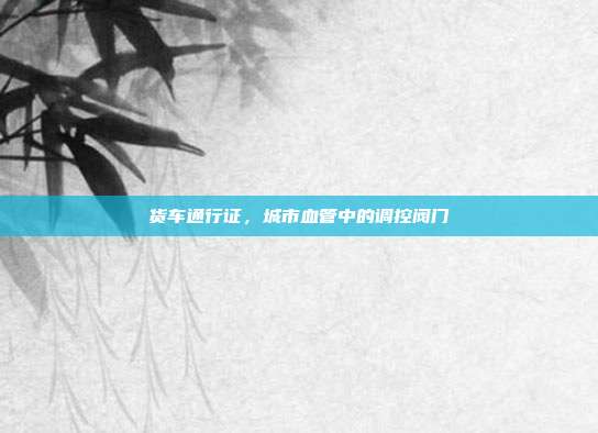 货车通行证,城市血管中的调控阀门