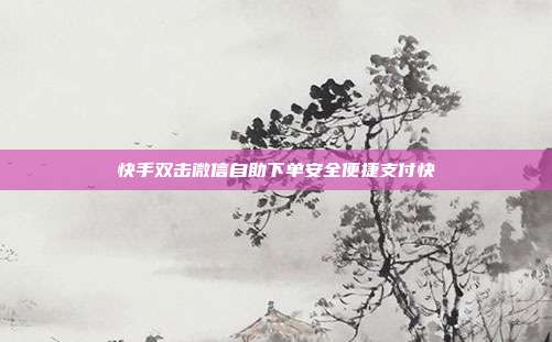 快手双击微信自助下单安全便捷支付快