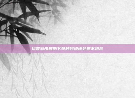 抖音双击自助下单秒到极速处理不拖延