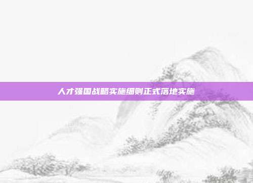 人才强国战略实施细则正式落地实施