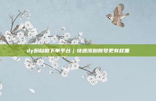 dy粉自助下单平台|快速涨粉账号更有权重