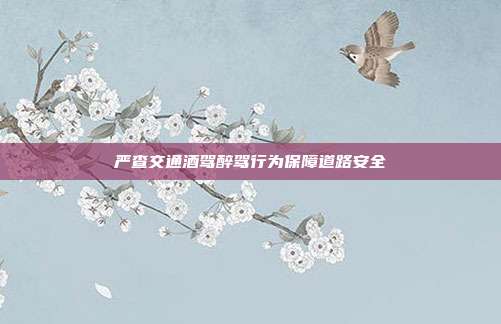 严查交通酒驾醉驾行为保障道路安全