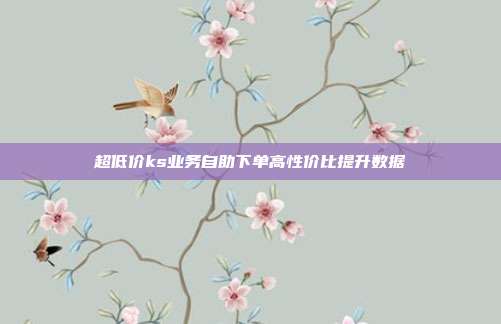 超低价ks业务自助下单高性价比提升数据
