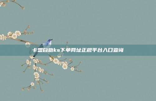 卡盟自助ks下单网址正规平台入口查询
