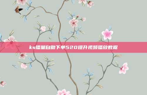 ks播量自助下单520提升视频播放数据