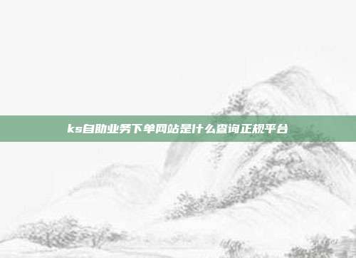 ks自助业务下单网站是什么查询正规平台