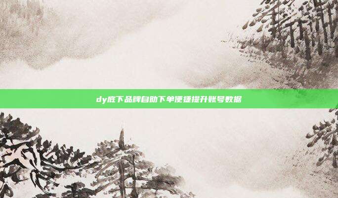 dy底下品牌自助下单便捷提升账号数据