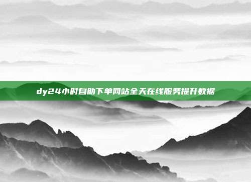dy24小时自助下单网站全天在线服务提升数据