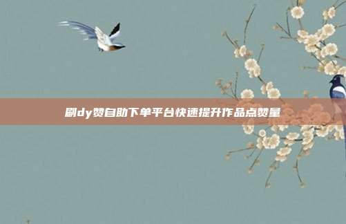 刷dy赞自助下单平台快速提升作品点赞量