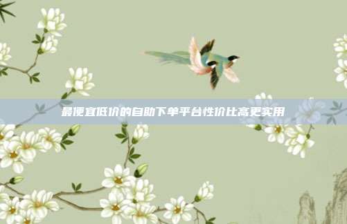 最便宜低价的自助下单平台性价比高更实用
