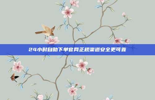 24小时自助下单官网正规渠道安全更可靠