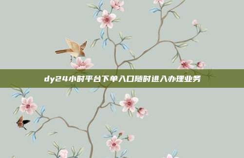 dy24小时平台下单入口随时进入办理业务