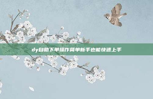 dy自助下单操作简单新手也能快速上手