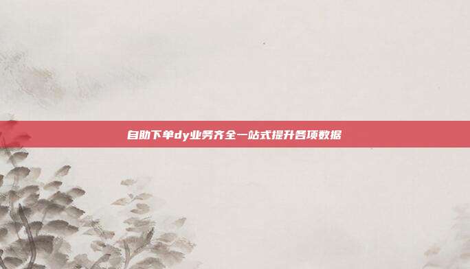 自助下单dy业务齐全一站式提升各项数据