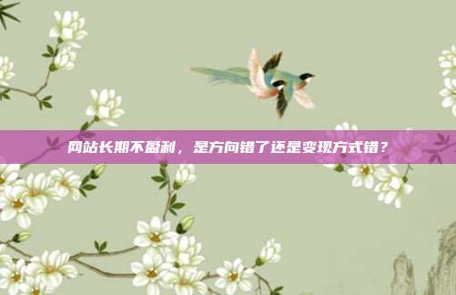 网站长期不盈利,是方向错了还是变现方式错?