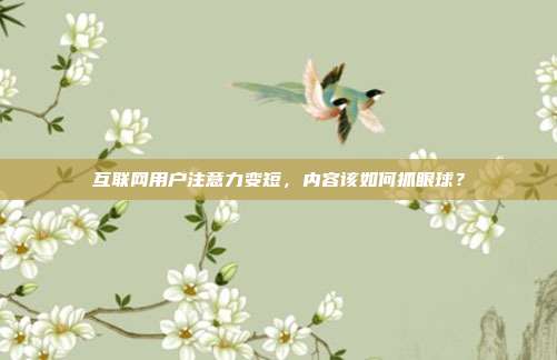 互联网用户注意力变短,内容该如何抓眼球?