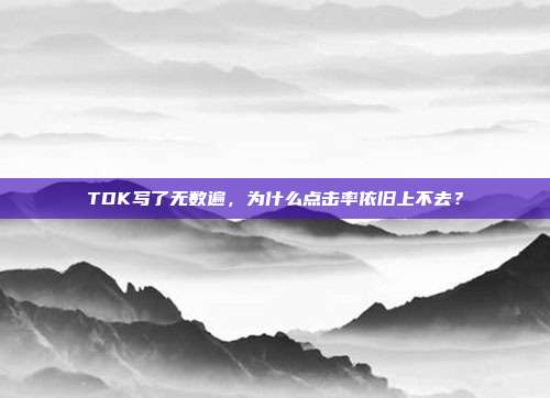 TDK写了无数遍，为什么点击率依旧上不去？