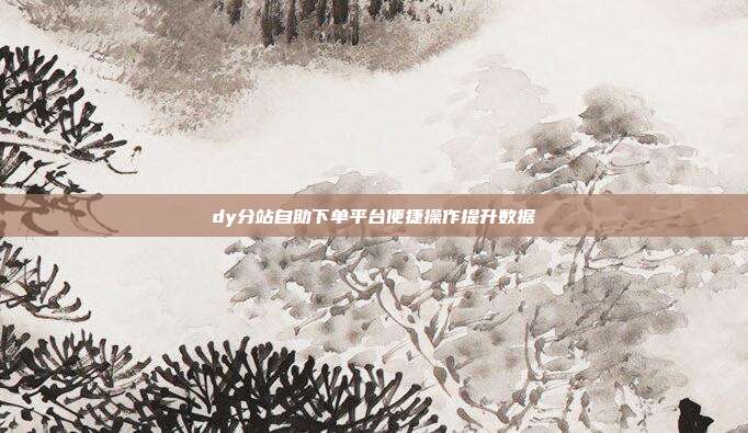dy分站自助下单平台便捷操作提升数据