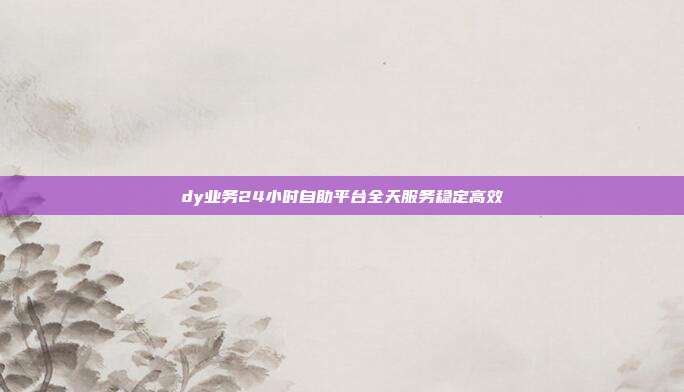 dy业务24小时自助平台全天服务稳定高效