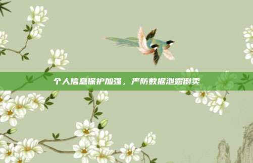 个人信息保护加强,严防数据泄露倒卖