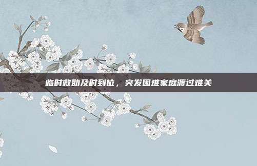 临时救助及时到位,突发困难家庭渡过难关