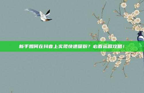 新手如何在抖音上实现快速吸粉?必看运营攻略!