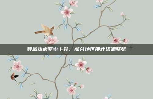 登革热病死率上升：部分地区医疗资源紧张