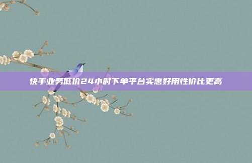 快手业务低价24小时下单平台实惠好用性价比更高
