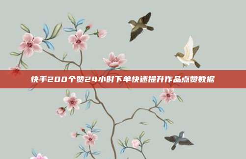 快手200个赞24小时下单快速提升作品点赞数据