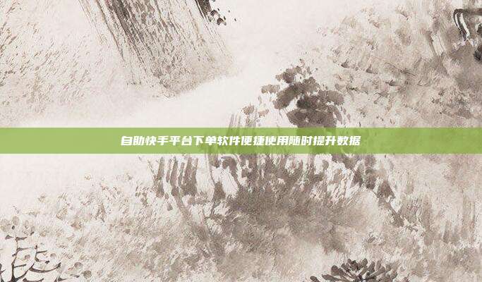 自助快手平台下单软件便捷使用随时提升数据