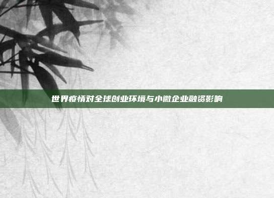 世界疫情对全球创业环境与小微企业融资影响