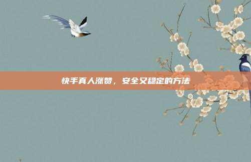 快手真人涨赞，安全又稳定的方法