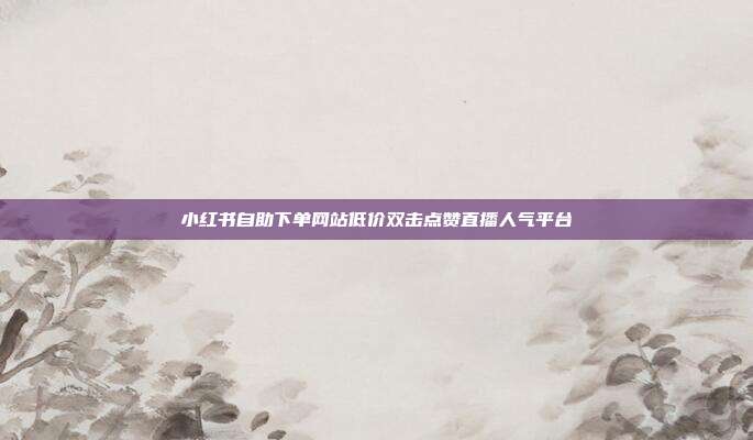 小红书自助下单网站低价双击点赞直播人气平台