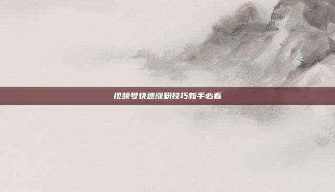 视频号快速涨粉技巧新手必看