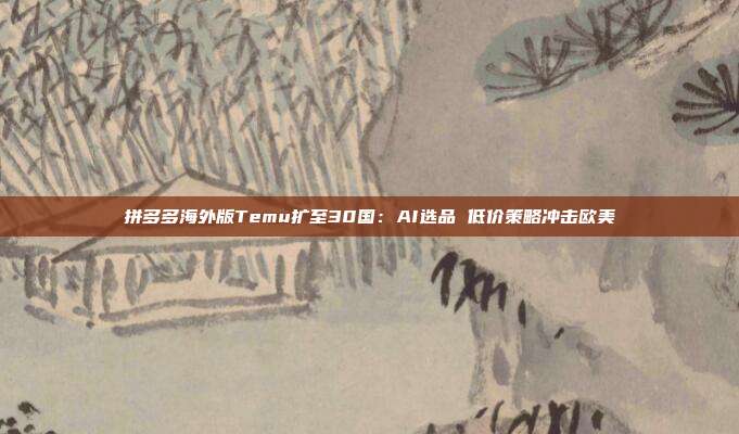 拼多多海外版Temu扩至30国:AI选品 低价策略冲击欧美