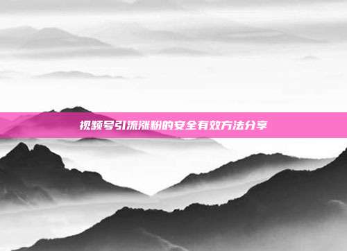 视频号引流涨粉的安全有效方法分享