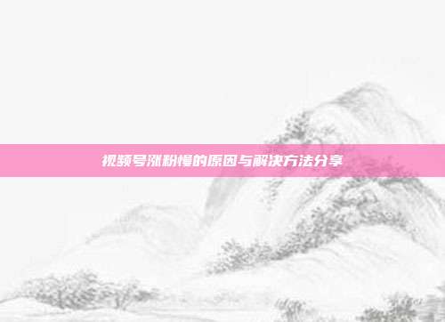 视频号涨粉慢的原因与解决方法分享