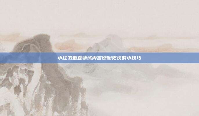 小红书垂直领域内容涨粉更快的小技巧