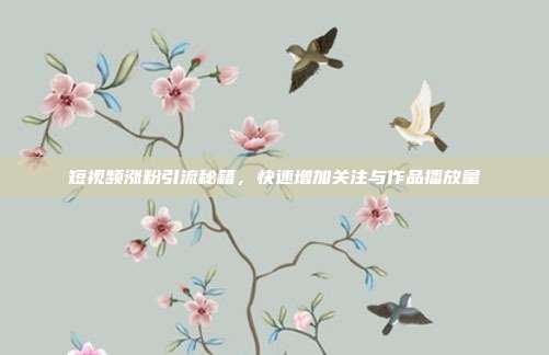 短视频涨粉引流秘籍,快速增加关注与作品播放量
