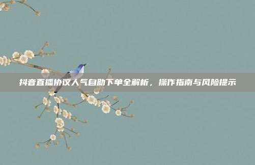 抖音直播协议人气自助下单全解析，操作指南与风险提示