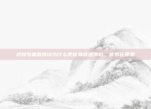 视频号垂直领域为什么更容易快速涨粉,优势在哪里