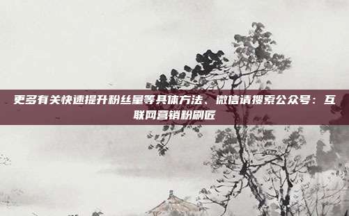 更多有关快速提升粉丝量等具体方法、微信请搜索公众号：互联网营销粉刷匠