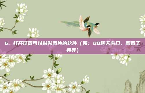 6. 打开任意可以粘贴图片的软件（如：QQ聊天窗口、画图工具等）