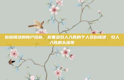 包括简洁的帐户名称、友善且引人入胜的个人资料描述、引人入胜的头像等