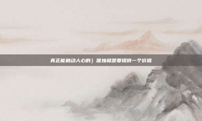真正能触动人心的)唯独就是要提供一个价值
