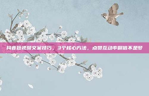 抖音短视频文案技巧，3个核心方法，点赞互动率翻倍不是梦