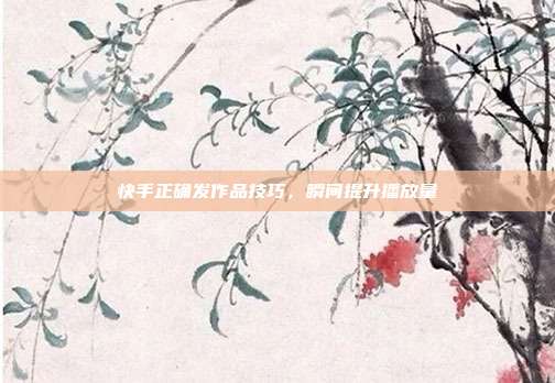 快手正确发作品技巧，瞬间提升播放量