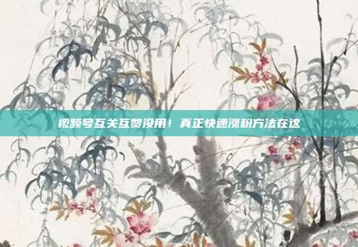 视频号互关互赞没用！真正快速涨粉方法在这