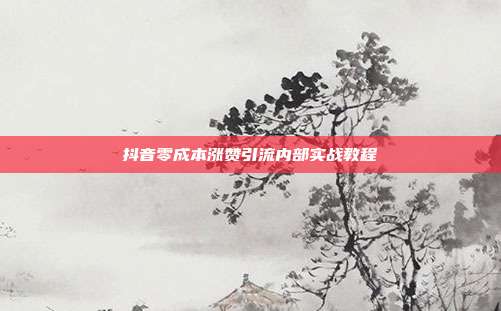 抖音零成本涨赞引流内部实战教程